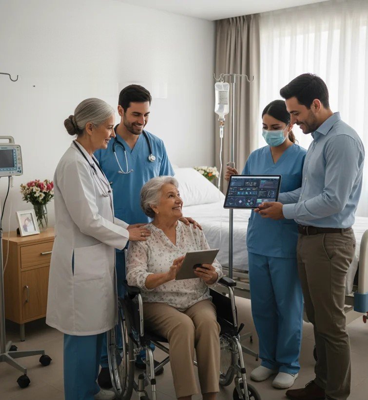 Equipo de salud de TRD con una paciente